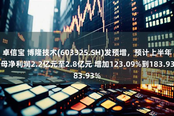 卓信宝 博隆技术(603325.SH)发预增，预计上半年归母净利润2.2亿元至2.8亿元 增加123.09%到183.93%
